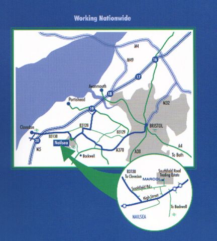 Map showing Marcol on main routes to the area